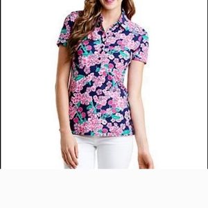 Lilly Pulitzer Medium Classic Bright Cherry Blossom Polo